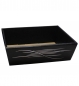 Preview: Geschenkkorb Vassoio schwarz rechteckig klein mit Silberverzierung, glatt, 23x17x8cm